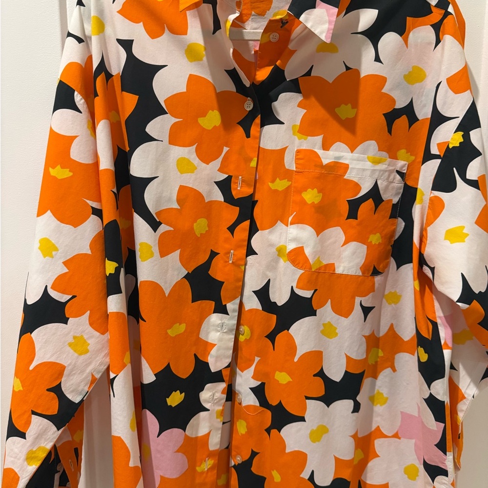 Kenzo Orange and Black Floral Shirt